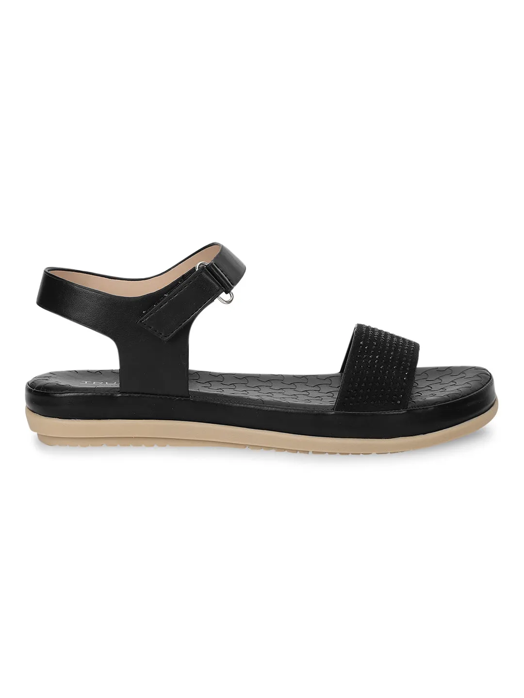 Sandale Black PU à enfiler (TC-ST-016-BLK)
