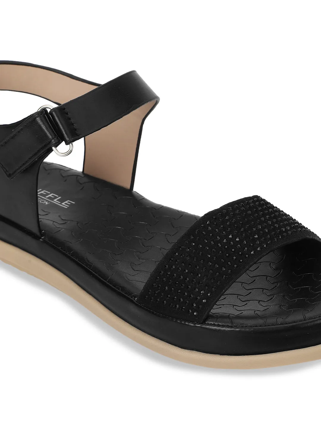 Sandale Black PU à enfiler (TC-ST-016-BLK)