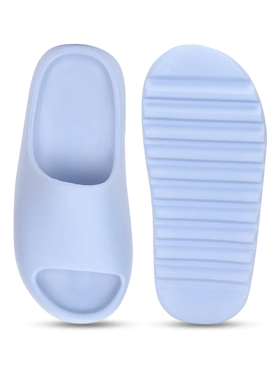 Mules en PU bleu à bout ouvert (TC-RS3091-BLU)