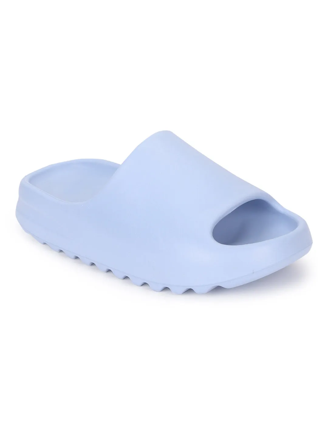 Mules en PU bleu à bout ouvert (TC-RS3091-BLU)