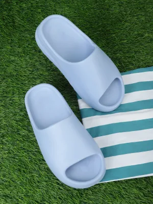 Mules en PU bleu à bout ouvert (TC-RS3091-BLU)