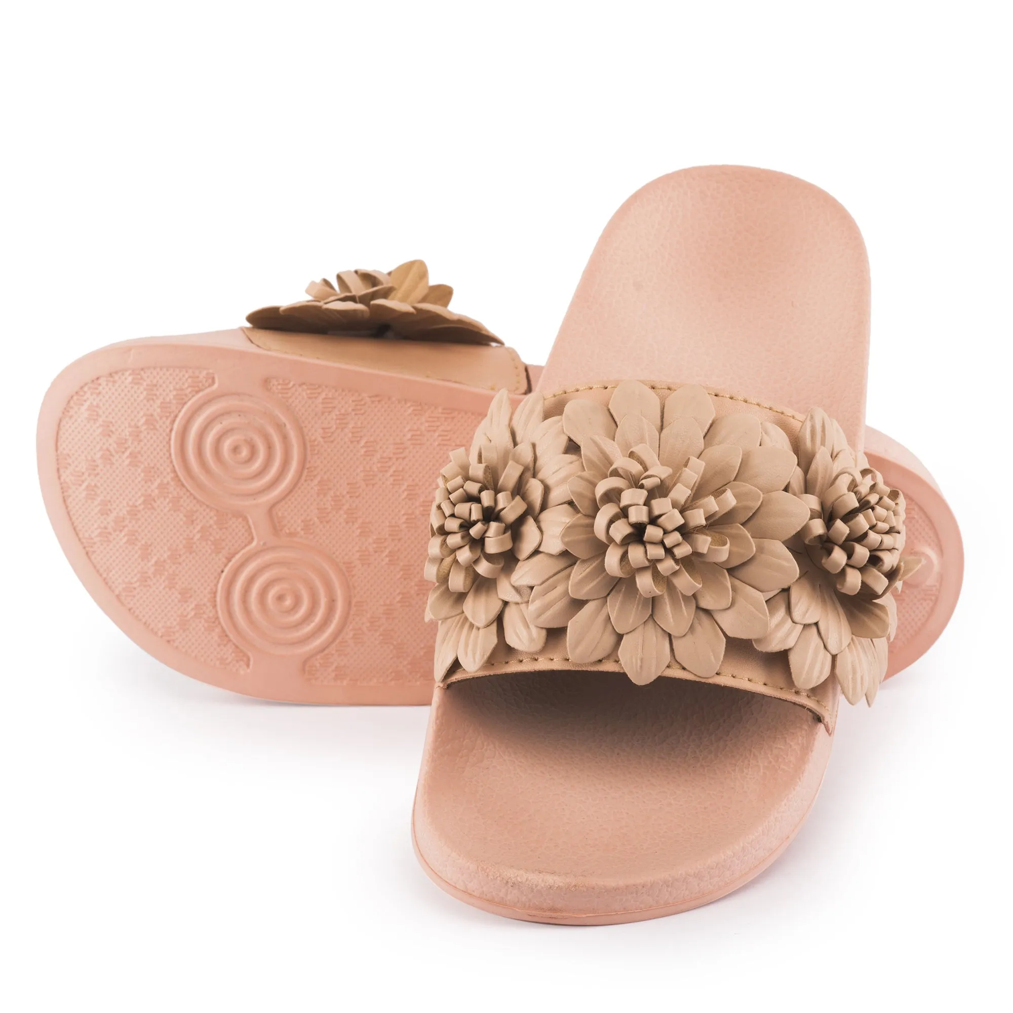 Sandales plates à fleurs blush