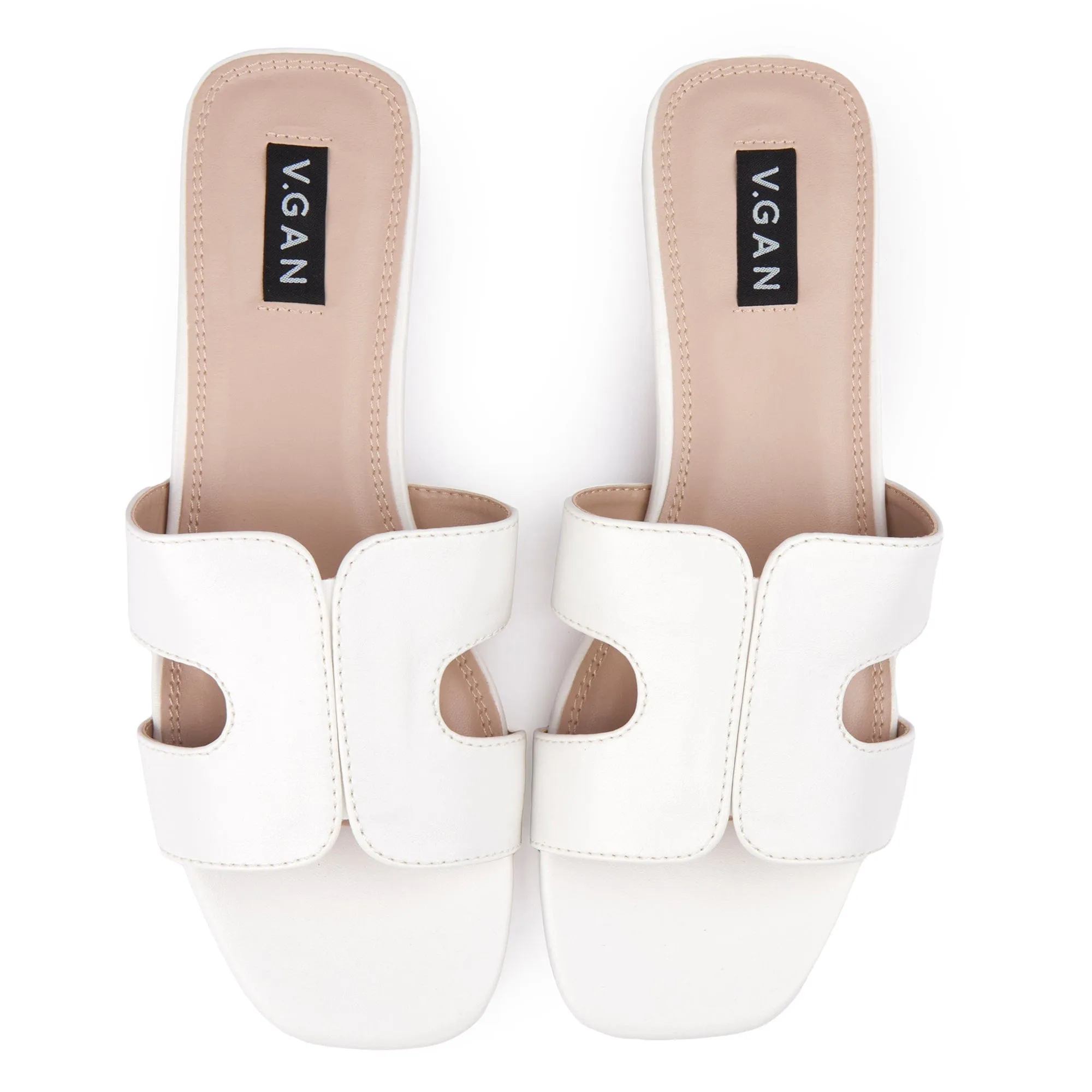 Sandales Classiques à Glissière en Similicuir Végan pour Femmes Bok | Blanc