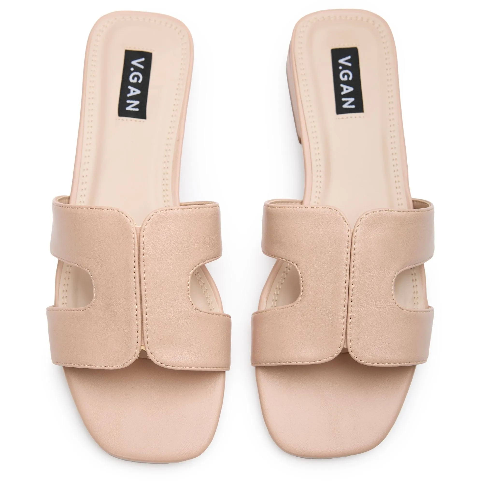 Sandales slides en similicuir vegan pour femmes Bok | Naturel