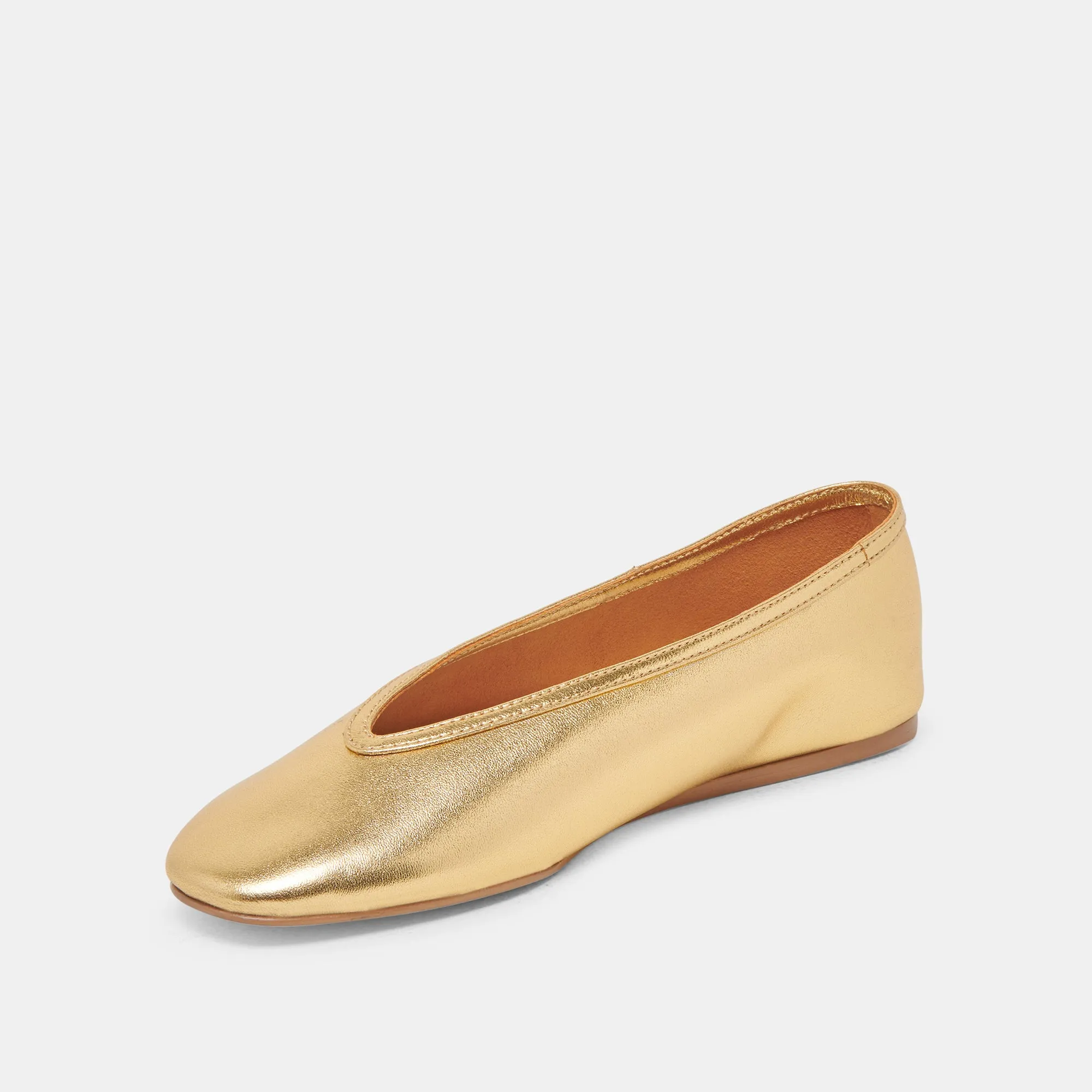 BALLERINES BRAIDY EN CUIR MÉTALLISÉ OR