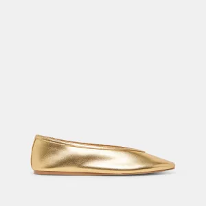 BALLERINES BRAIDY EN CUIR MÉTALLISÉ OR