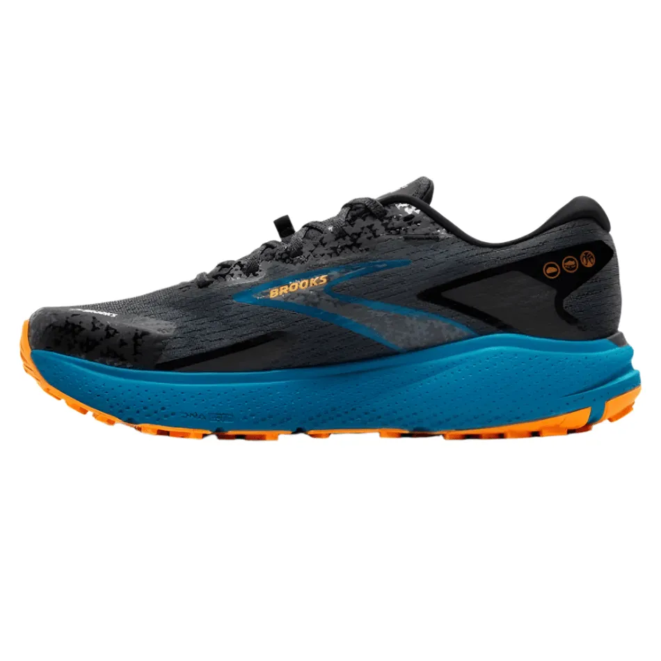 Chaussures de course Brooks Divide 5 pour Homme AW24 Ébène/Bleu Mosaïque/Orange