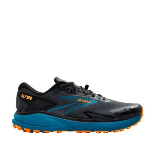 Chaussures de course Brooks Divide 5 pour Homme AW24 Ébène/Bleu Mosaïque/Orange