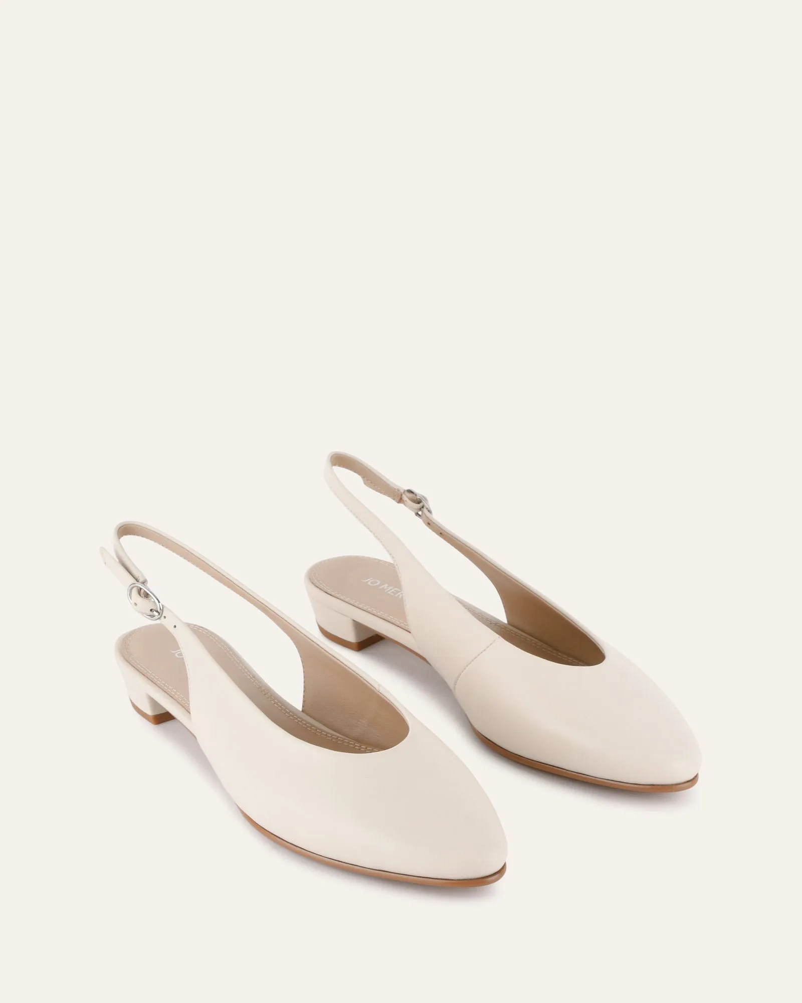BRYCE DRESS FLATS EN CUIR BLANC CASSÉ