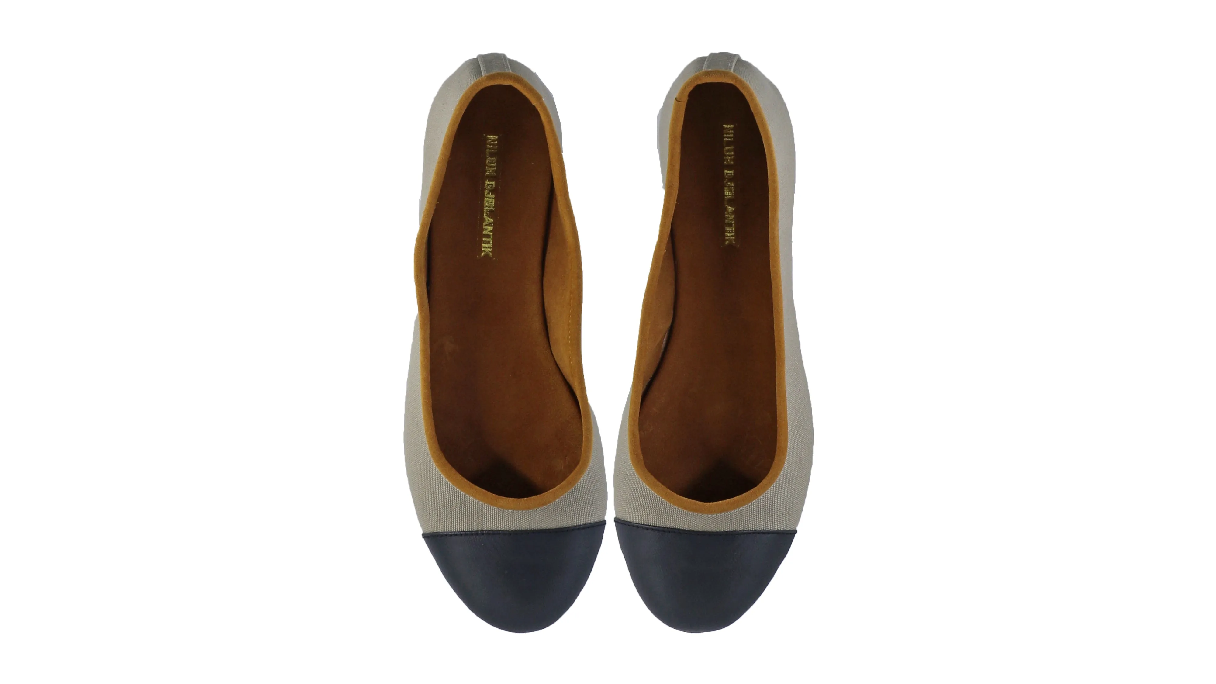 Calya 20mm Ballet - Toile Grise & Cuir Noir