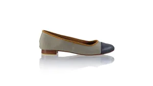 Calya 20mm Ballet - Toile Grise & Cuir Noir