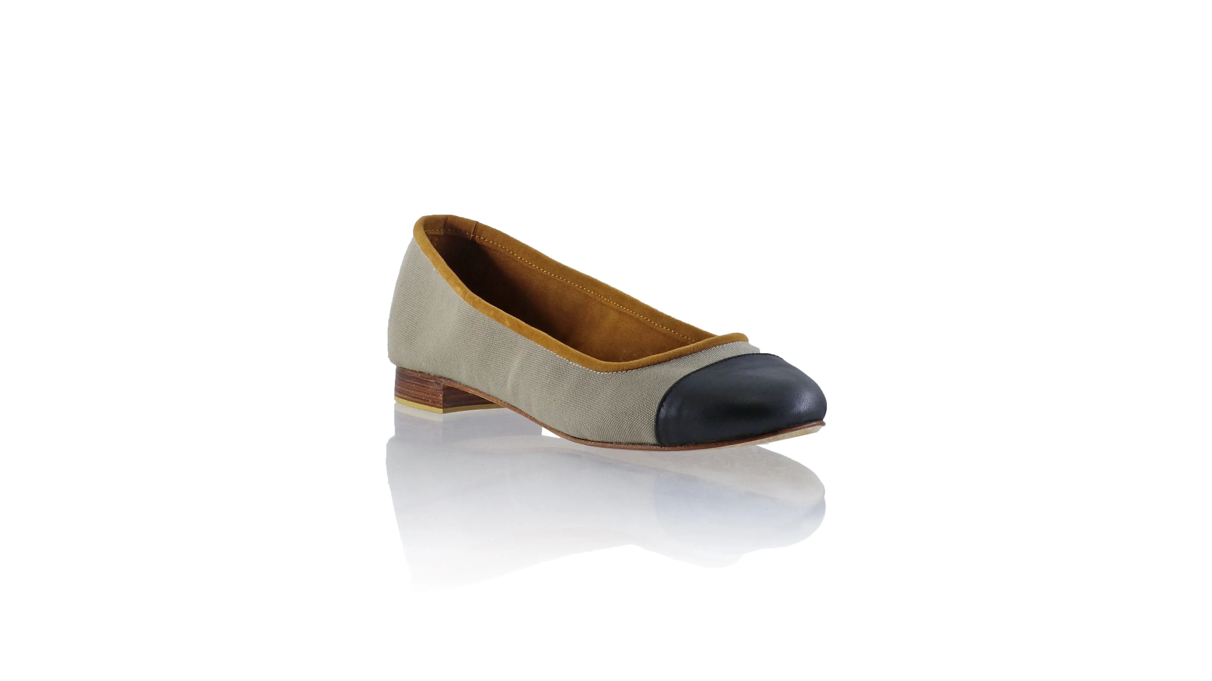 Calya 20mm Ballet - Toile Grise & Cuir Noir