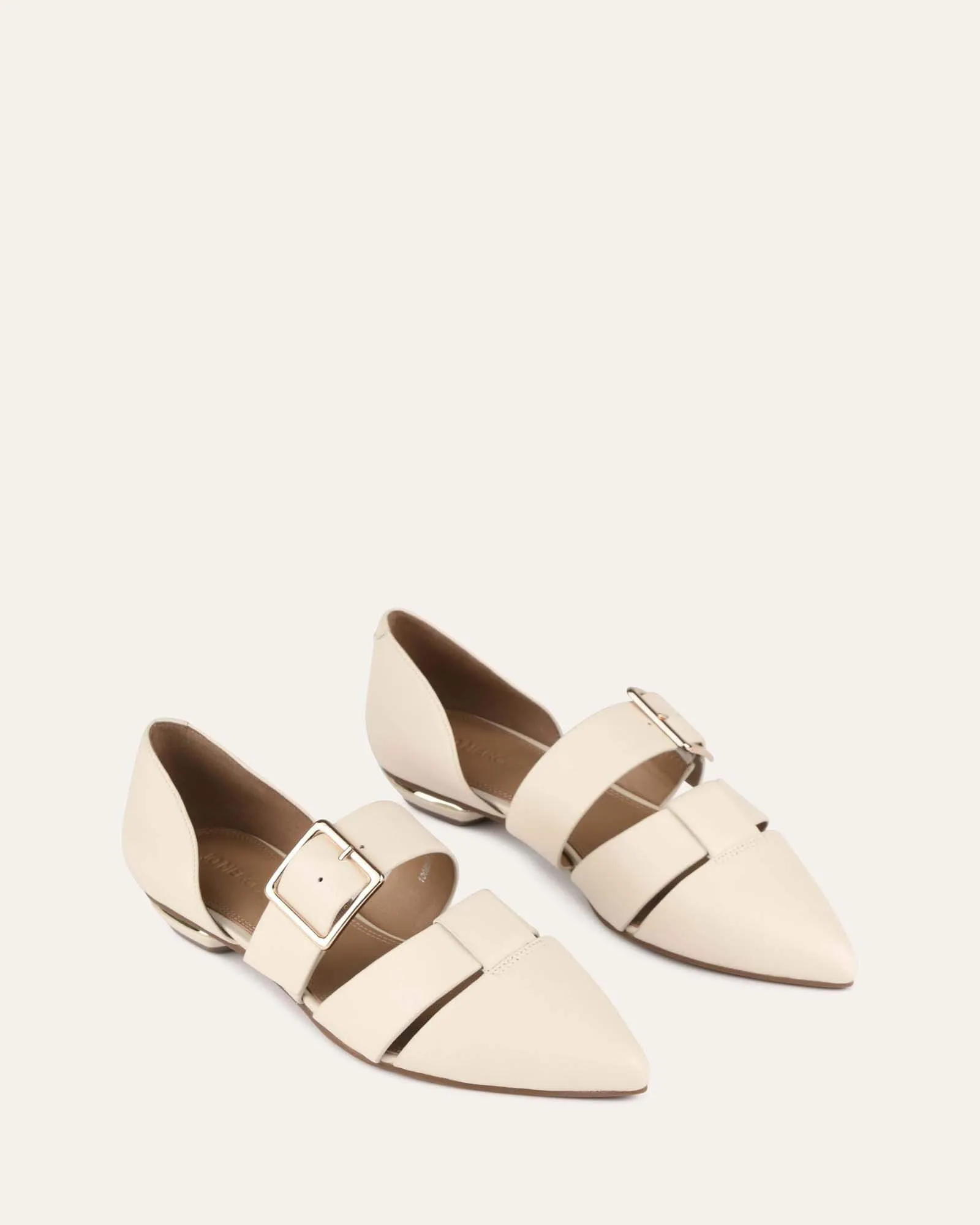 CARLA ROBE BALLERINES CUIR BLANC CASSÉ