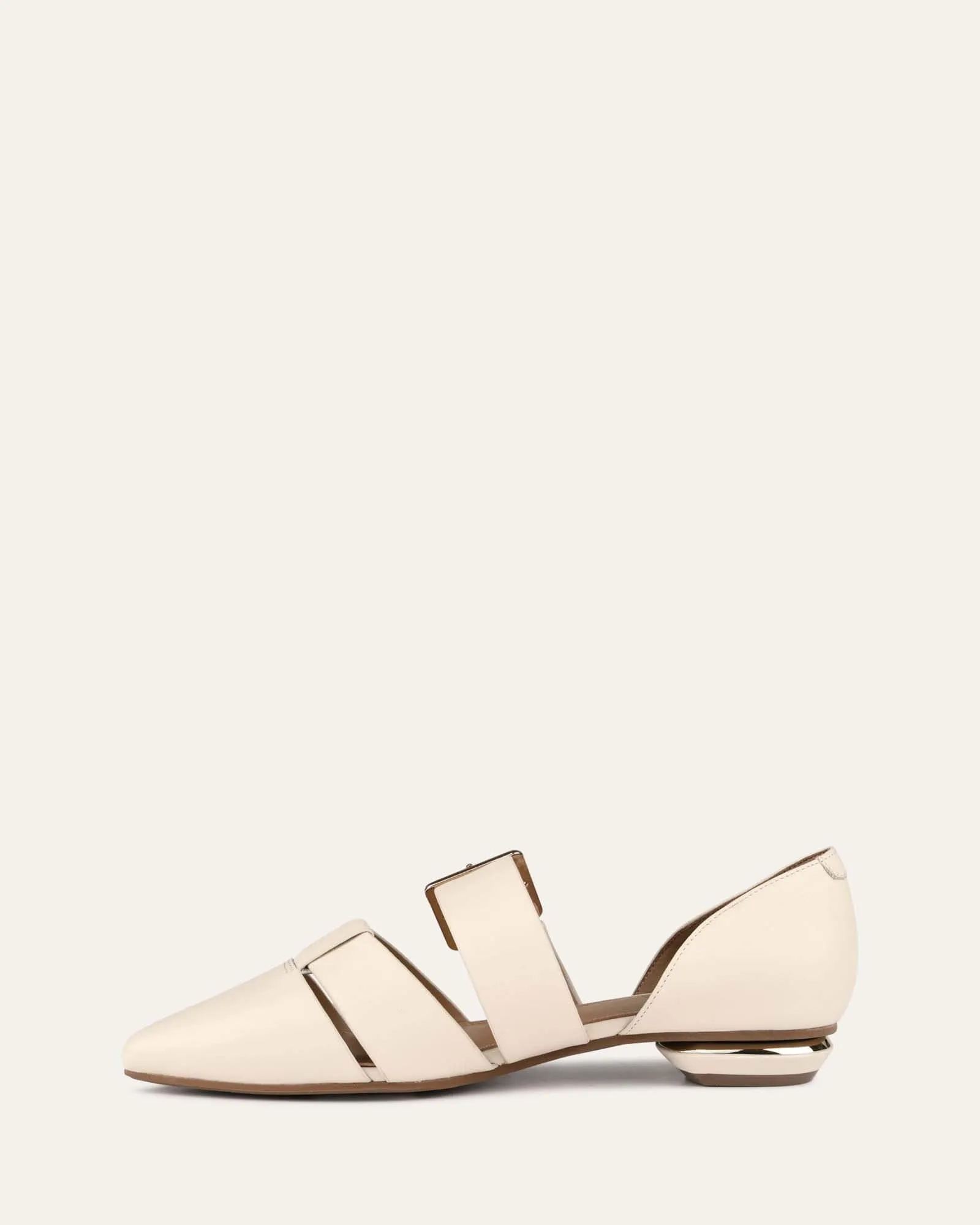 CARLA ROBE BALLERINES CUIR BLANC CASSÉ