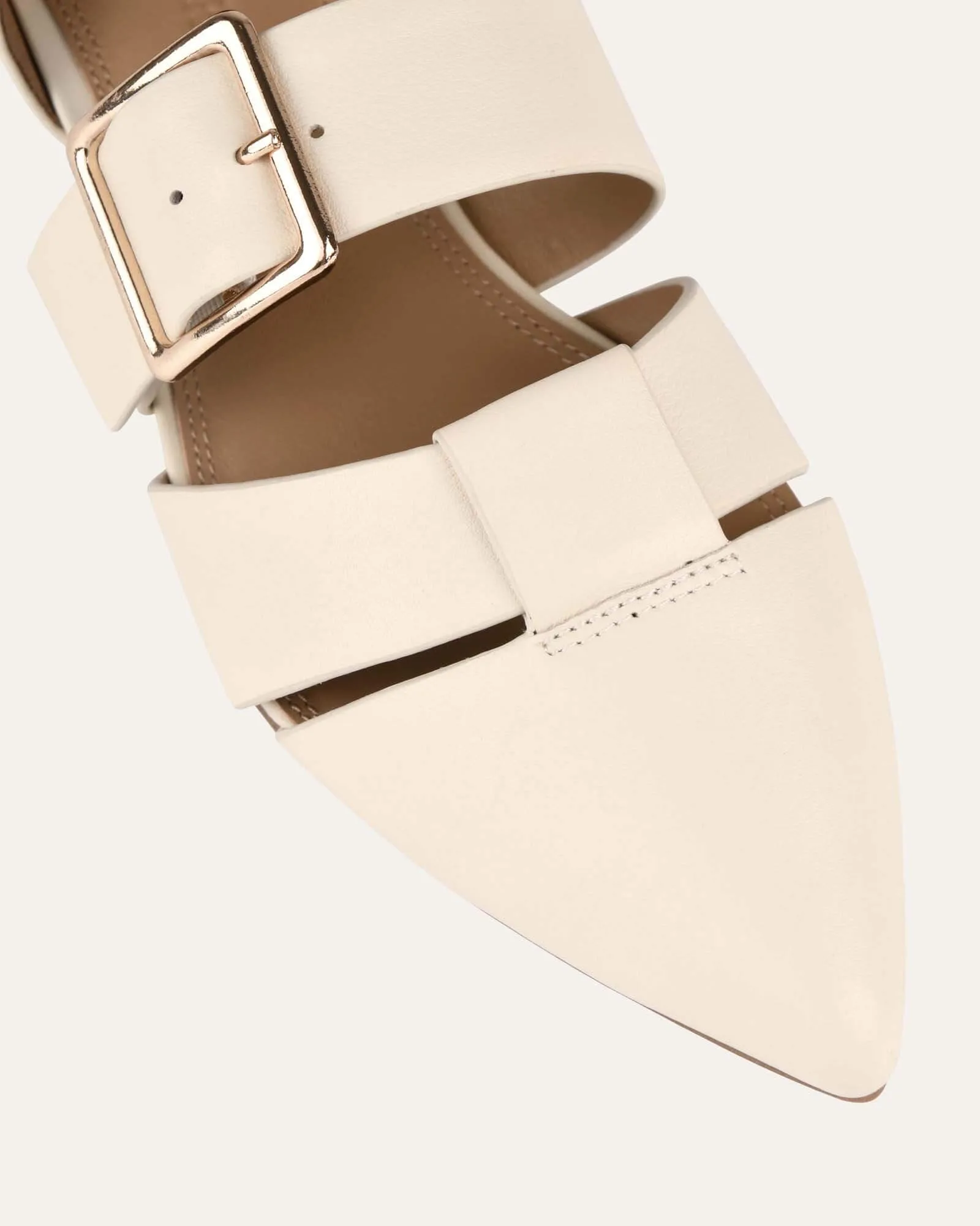 CARLA ROBE BALLERINES CUIR BLANC CASSÉ