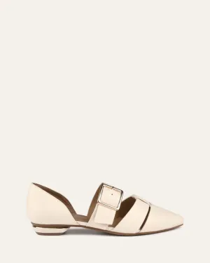 CARLA ROBE BALLERINES CUIR BLANC CASSÉ