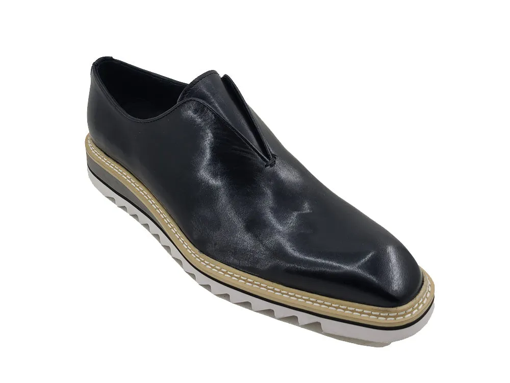 Carrucci KS550-08 Mocassin sans lacets avec semelle contrastée - Noir