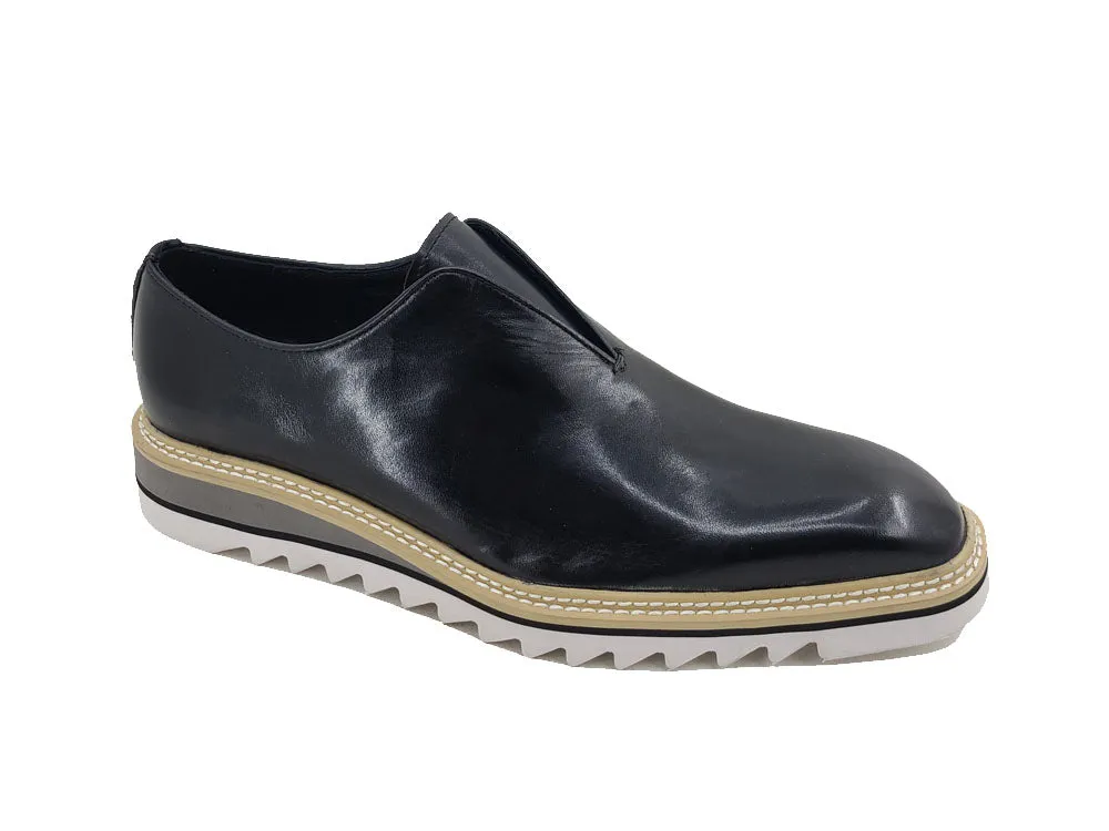 Carrucci KS550-08 Mocassin sans lacets avec semelle contrastée - Noir