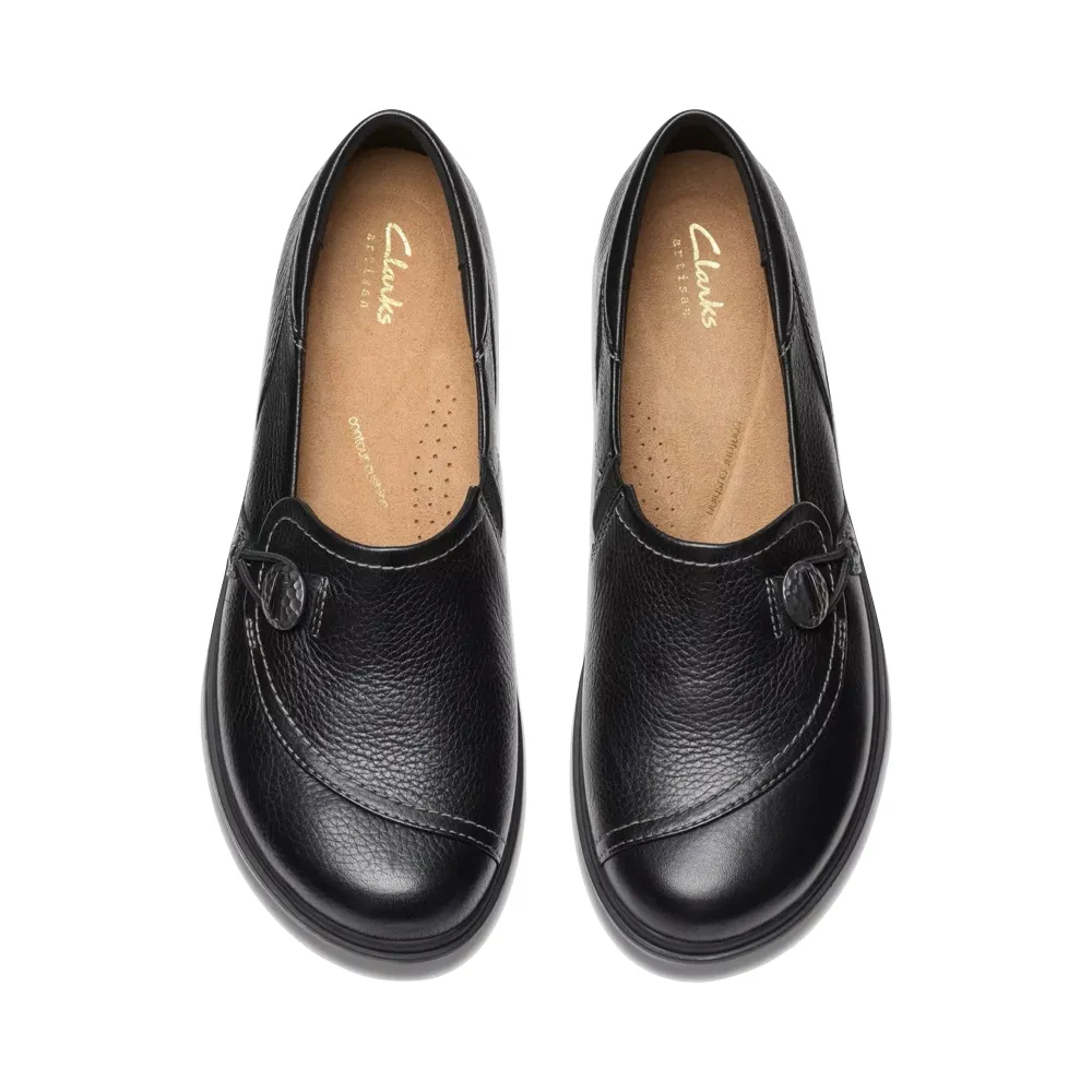 Clarks Certina Ease, Mocassin en Cuir pour Femme, Noir