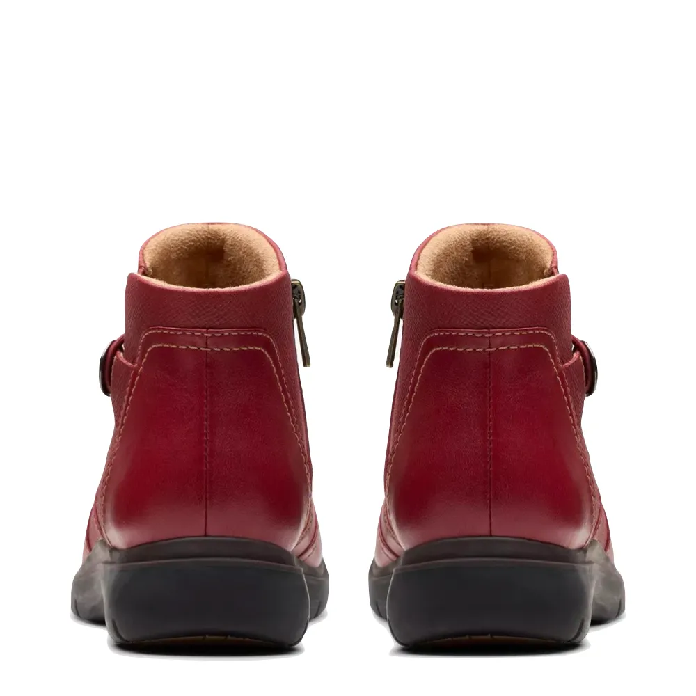 Bottes cheville Clarks Femme Certina Joy en cuir à fermeture éclair latérale Rouge
