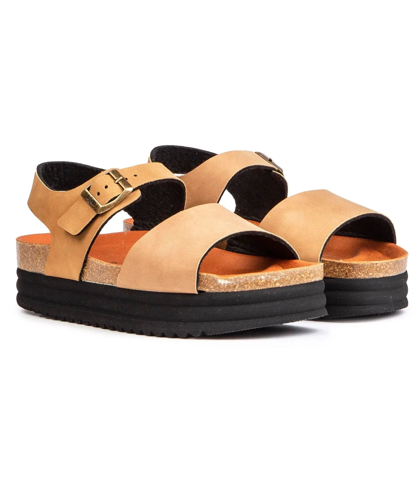 Sandales plates véganes pour femmes Clove | Caramel