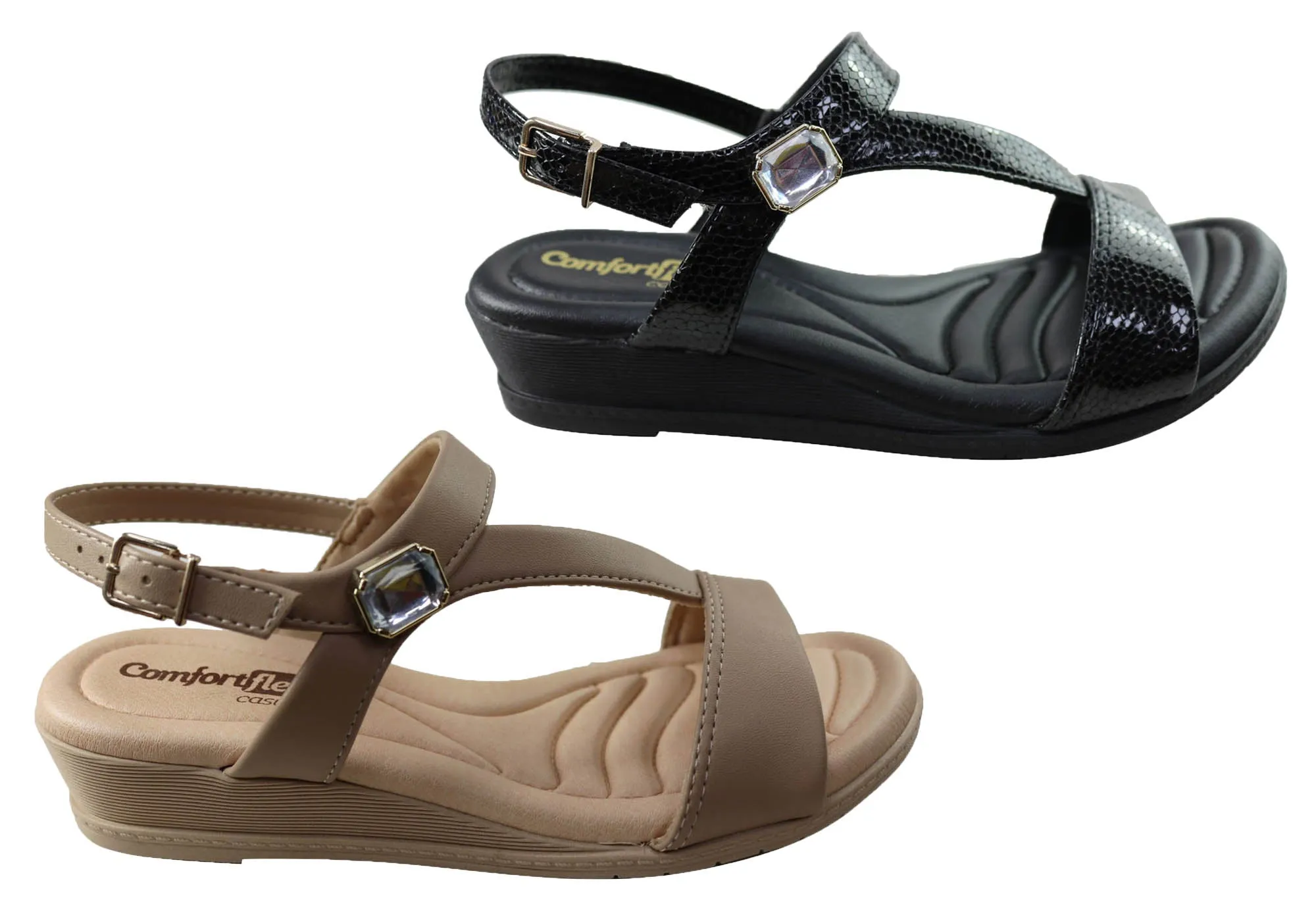 Sandales à talon compensé confortables pour femmes Comfortflex Natalie Fabriquées au Brésil Chaussures Comfortflex