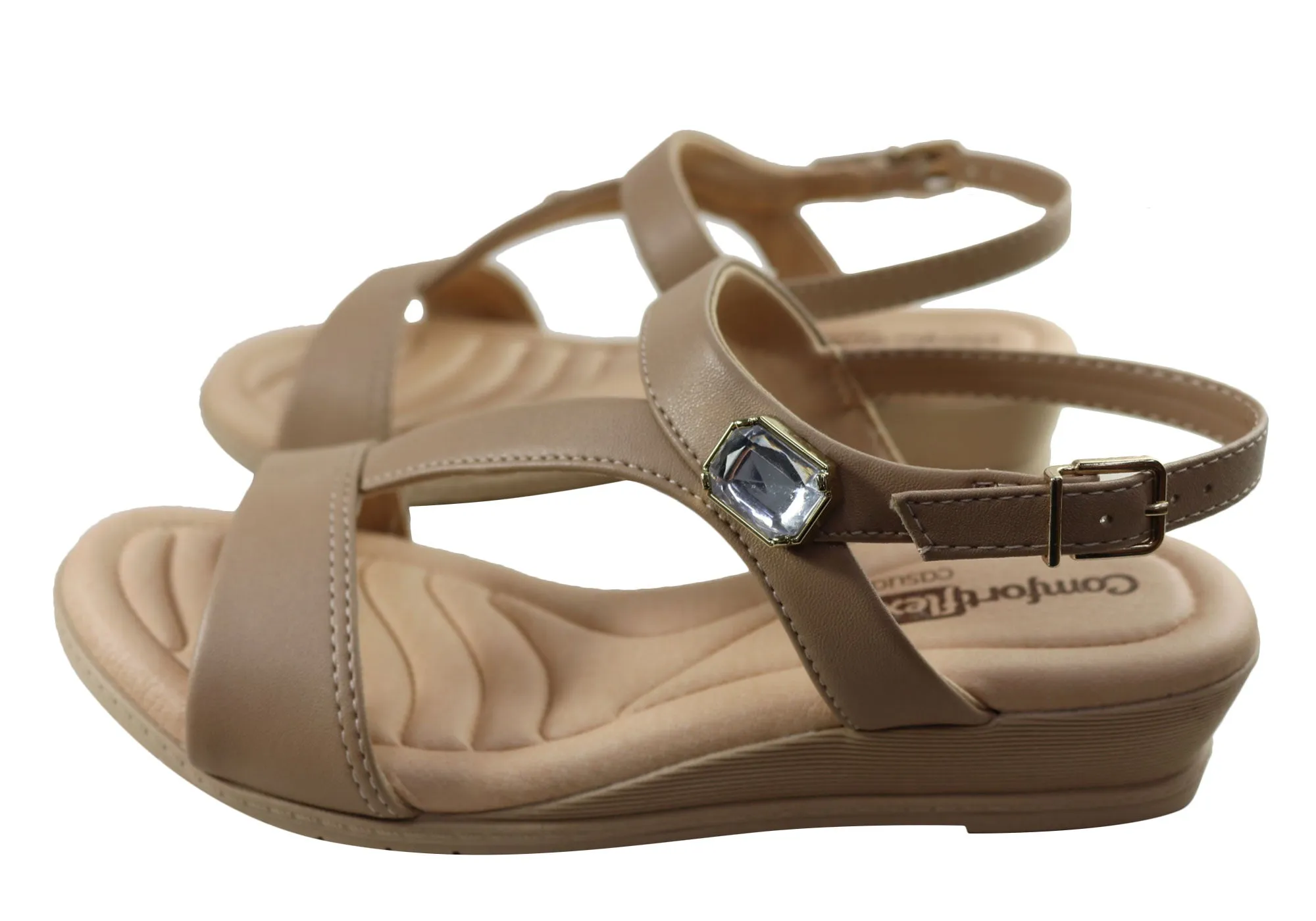 Sandales à talon compensé confortables pour femmes Comfortflex Natalie Fabriquées au Brésil Chaussures Comfortflex