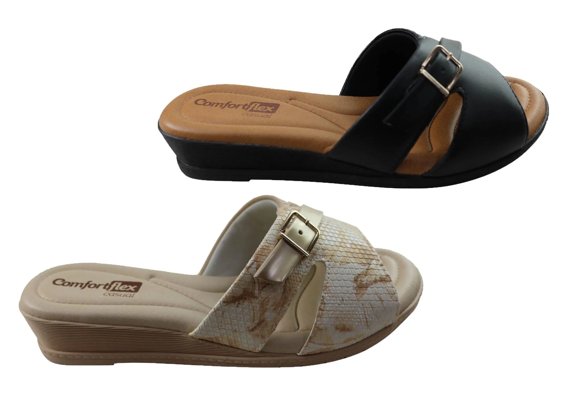 Sandales compensées confortables pour femmes Comfortflex Rosie Fabriquées au Brésil Chaussures Comfortflex