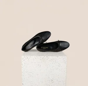 Como - Cuir noir à pois dorés