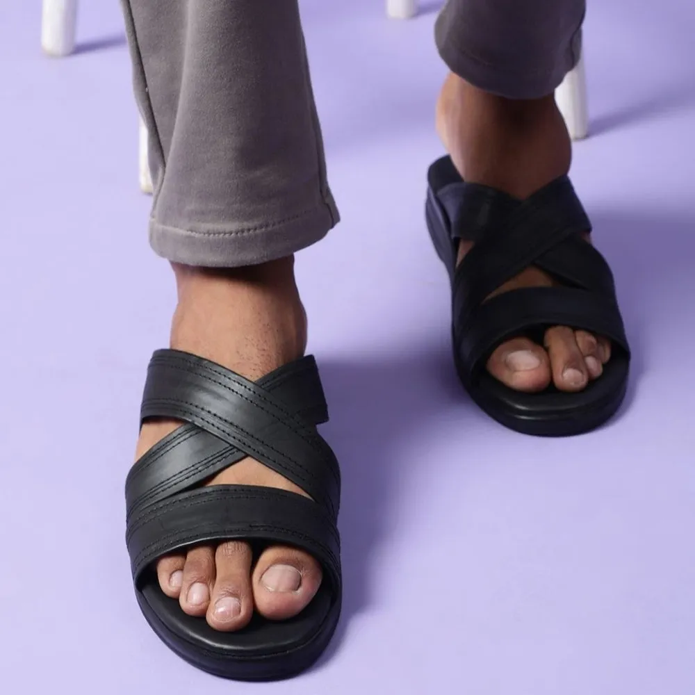 Chaussons Décontractés Noirs Coolers Pour Hommes 7123-61 Par Liberty