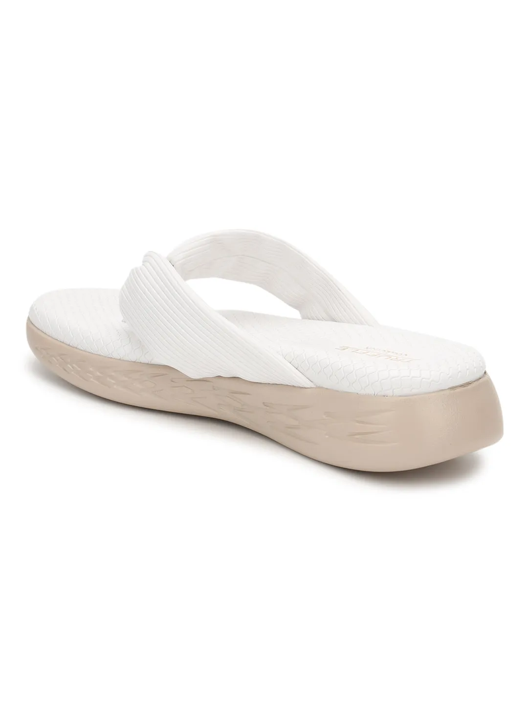 Ballerines en PU crème à enfiler (TC-ST-023-CRM)