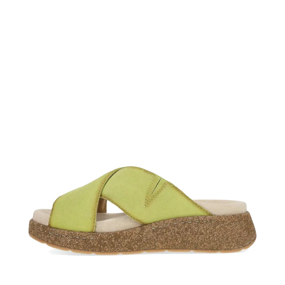 Sandale plateforme à glissière en cuir Bridget pour femmes de Dansko en daim brossé citron vert