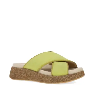 Sandale plateforme à glissière en cuir Bridget pour femmes de Dansko en daim brossé citron vert