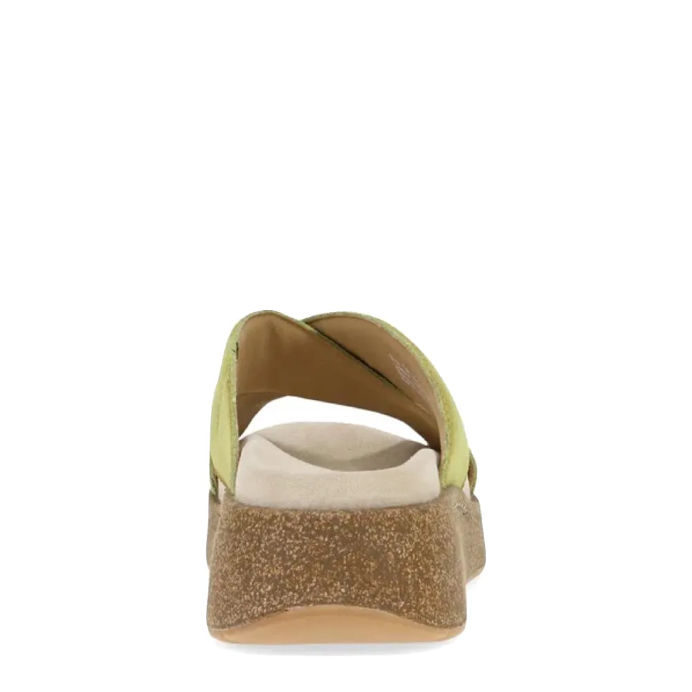 Sandale plateforme à glissière en cuir Bridget pour femmes de Dansko en daim brossé citron vert