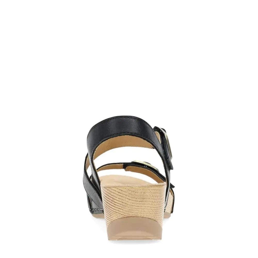 Sandale à talon Trinity pour femme Dansko en nubuck noir brossé