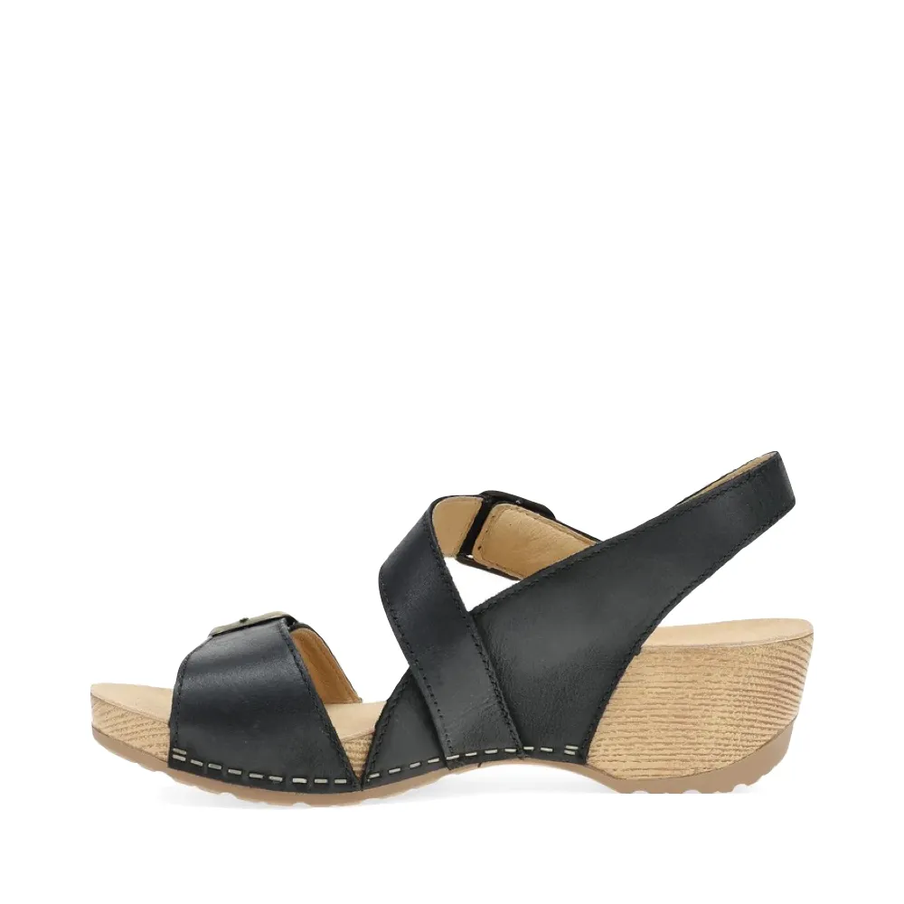 Sandale à talon Trinity pour femme Dansko en nubuck noir brossé