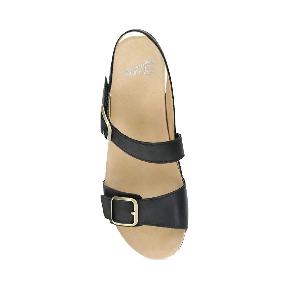 Sandale à talon Trinity pour femme Dansko en nubuck noir brossé