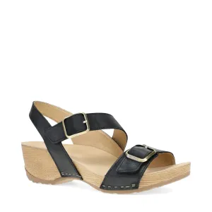 Sandale à talon Trinity pour femme Dansko en nubuck noir brossé