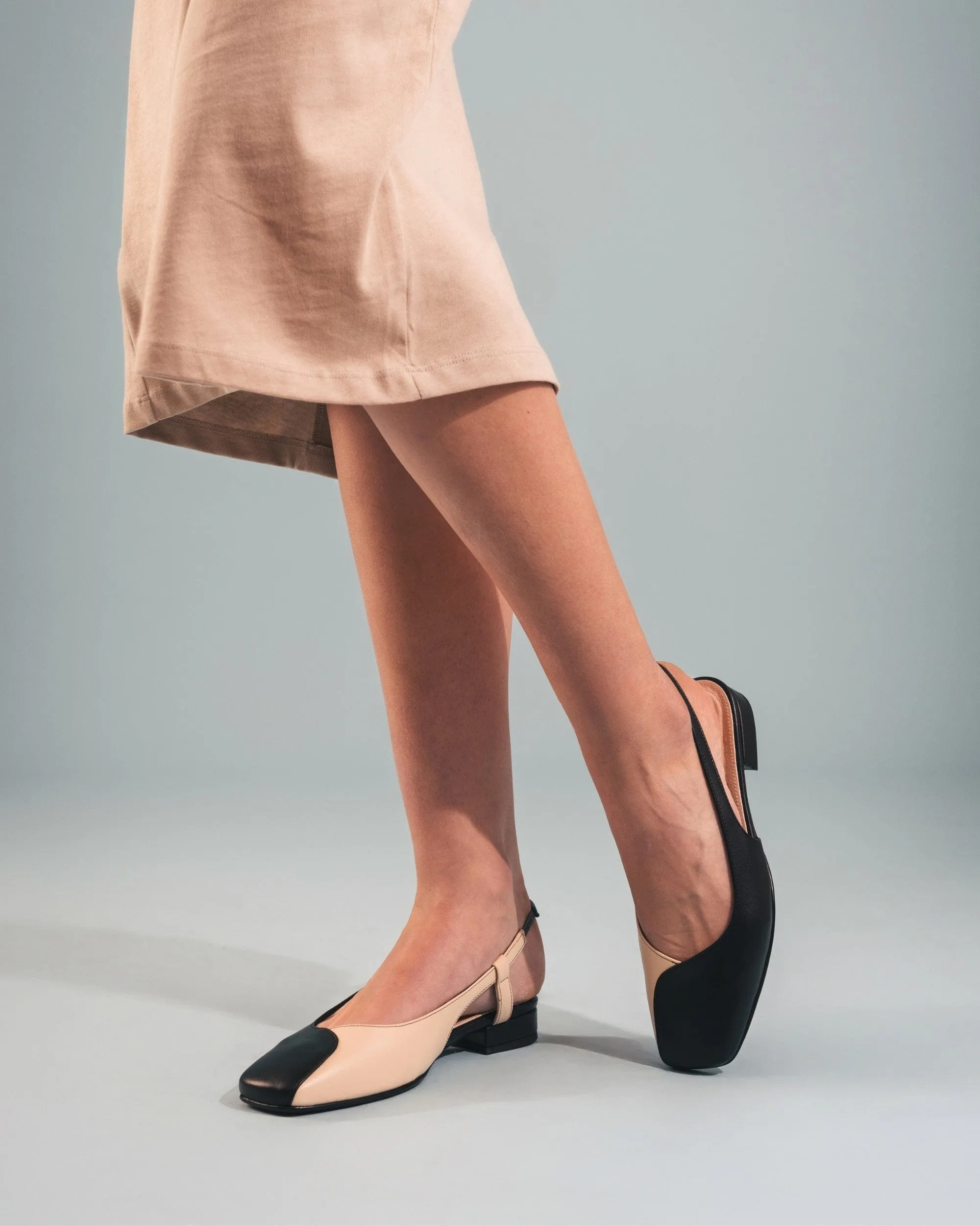 Diana Escarpins Vegan en Cuir de Pomme à Brides | Noir & Beige