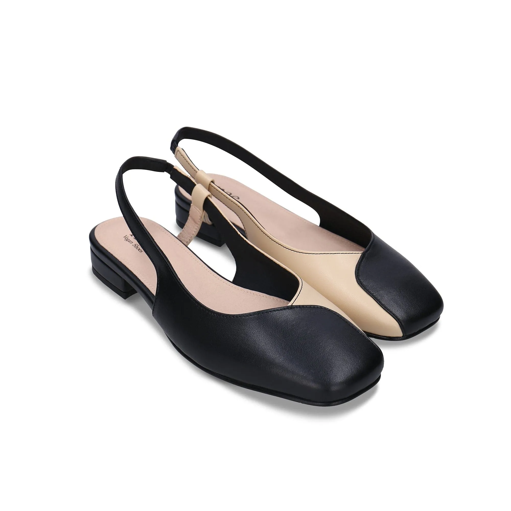 Diana Escarpins Vegan en Cuir de Pomme à Brides | Noir & Beige