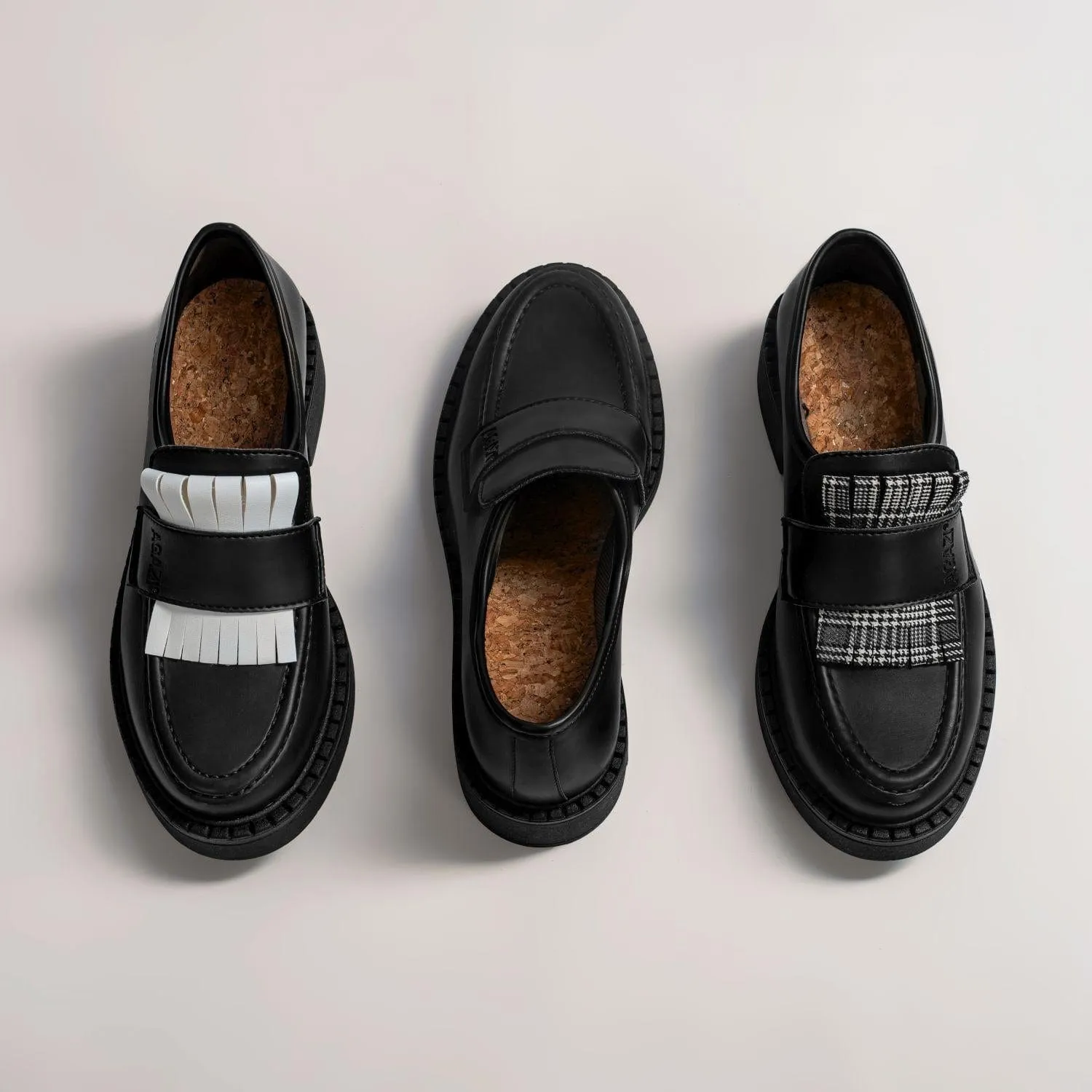 Diane Femme 3 en 1 Pomme Cuir Végan Mocassins | Noir