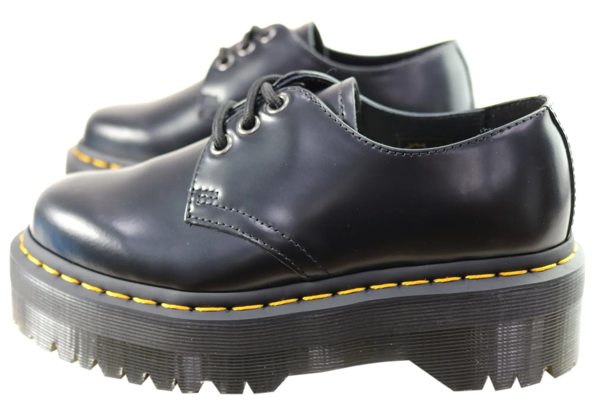 Dr Martens 1461 Quad Polished Smooth Lacets Confortables Chaussures Unisex Dr Martens