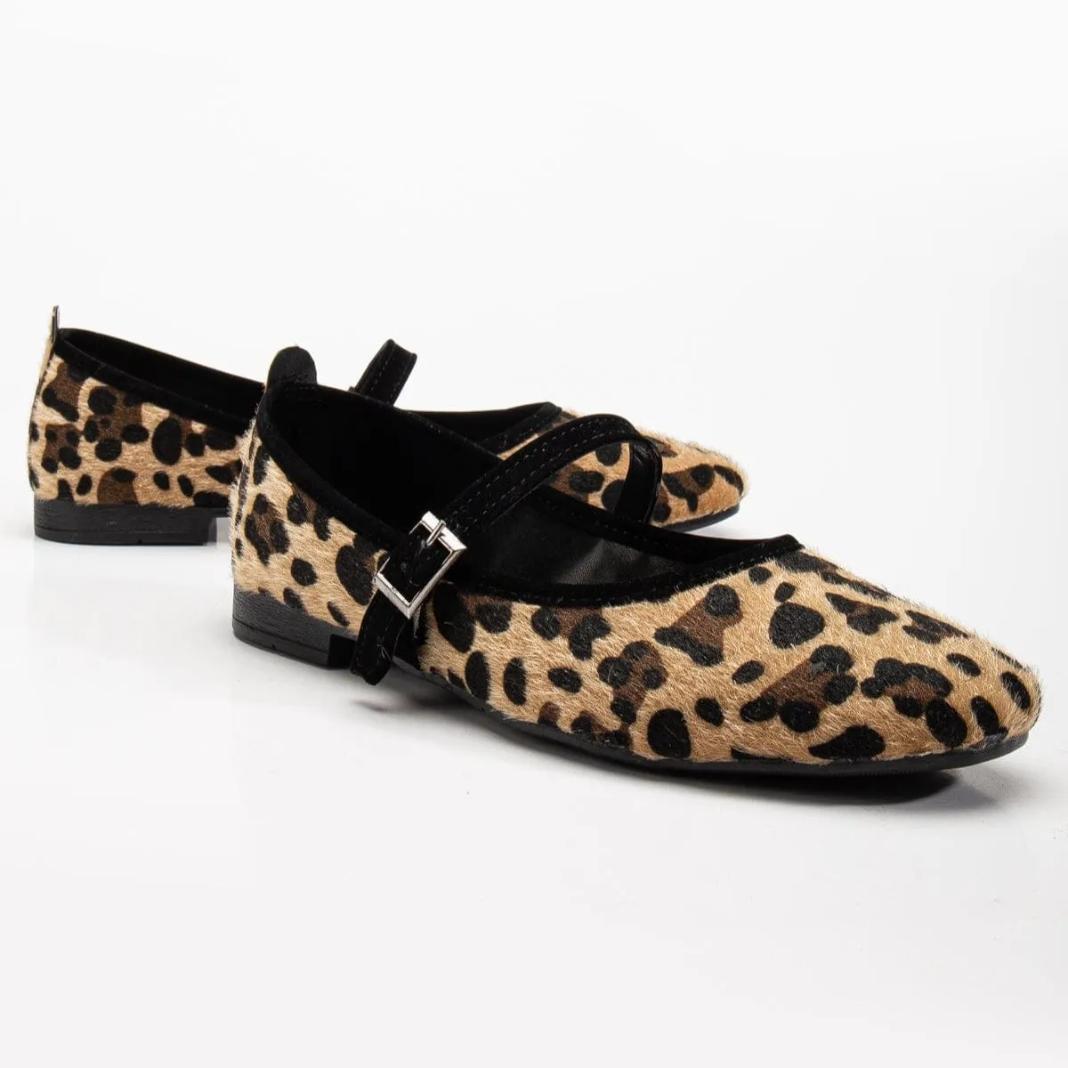 Emilie Ballerines Vegan en Similicuir à Bride | Léopard