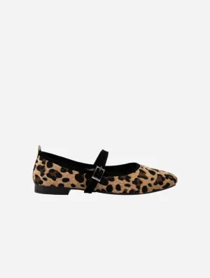 Emilie Vegan Simili-Daim Escarpins Mary Jane | Léopard