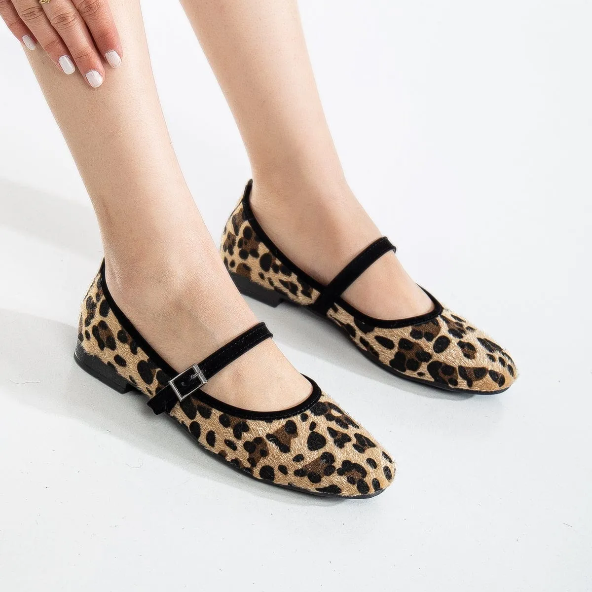 Emilie Ballerines Vegan en Similicuir à Bride | Léopard