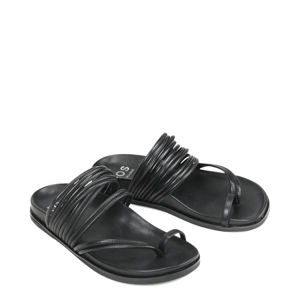 Sandale Carmella à boucle d'orteil pour femme EOS en noir