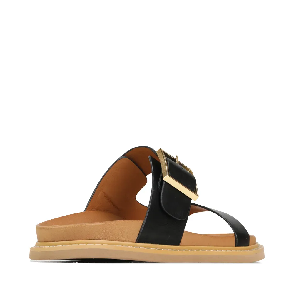 Sandale slide en cuir Dedra pour femme EOS en noir