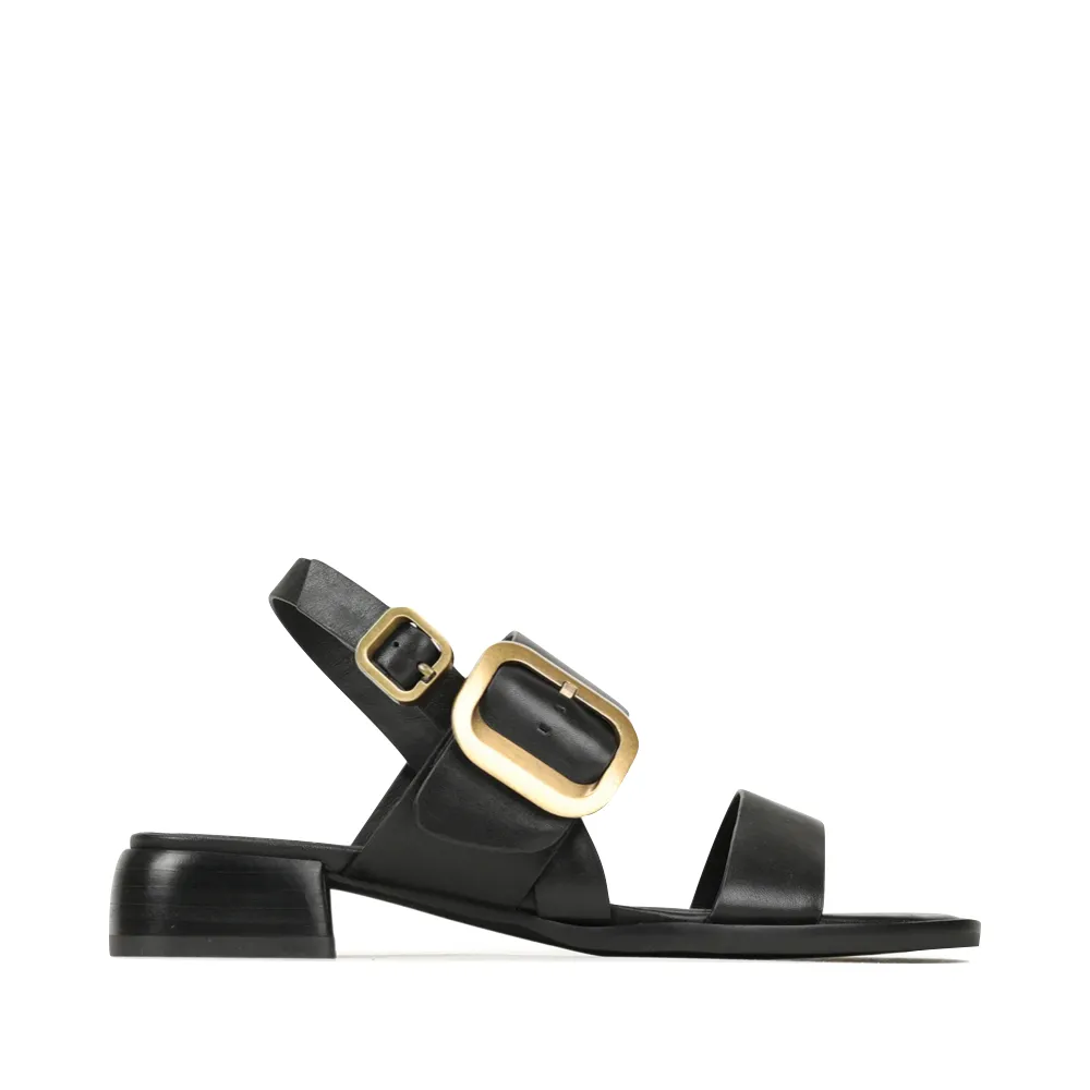 Sandale à talons EOS pour femme en cuir Tegean, couleur Onyx Noir