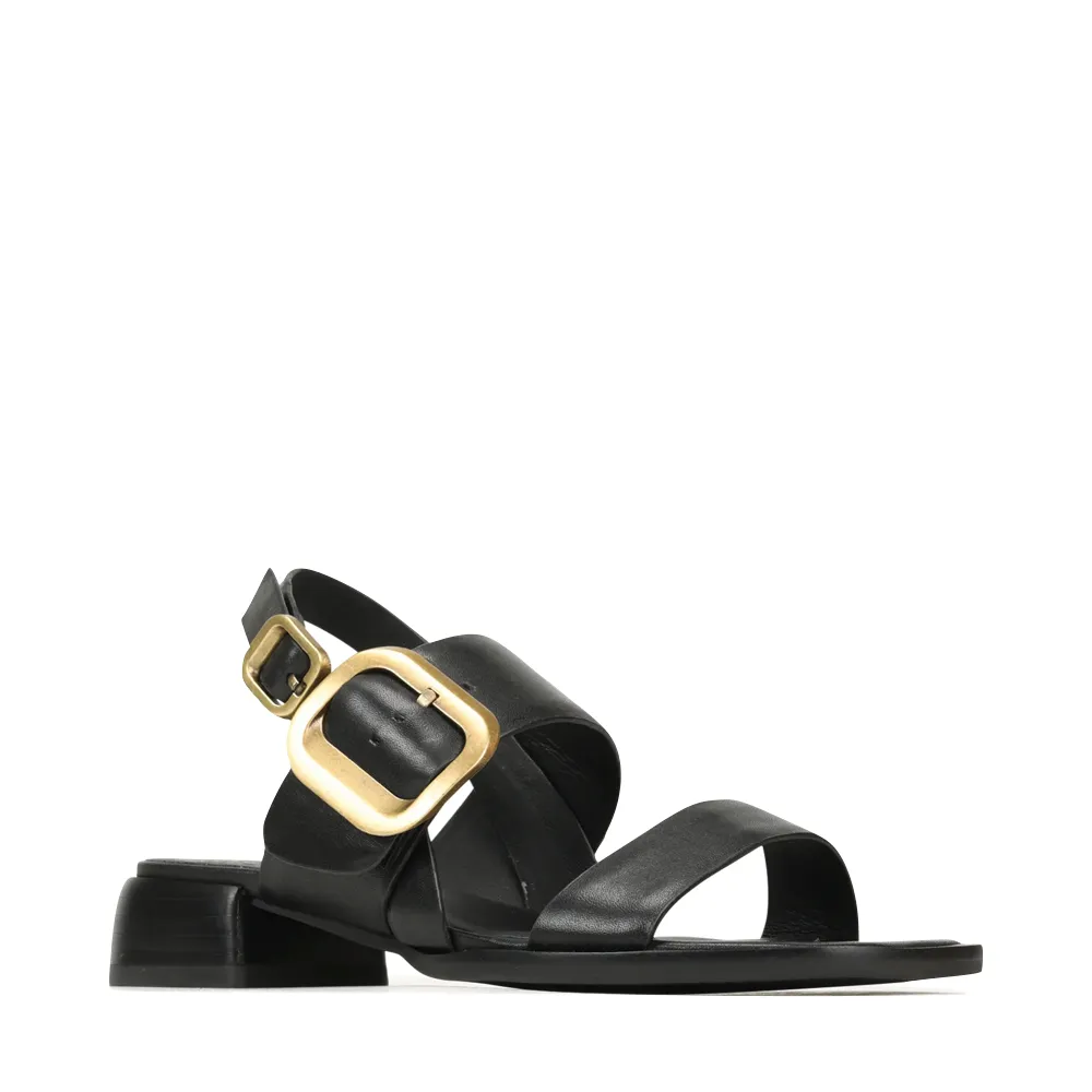 Sandale à talons EOS pour femme en cuir Tegean, couleur Onyx Noir
