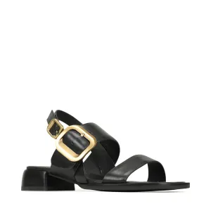Sandale à talons EOS pour femme en cuir Tegean, couleur Onyx Noir